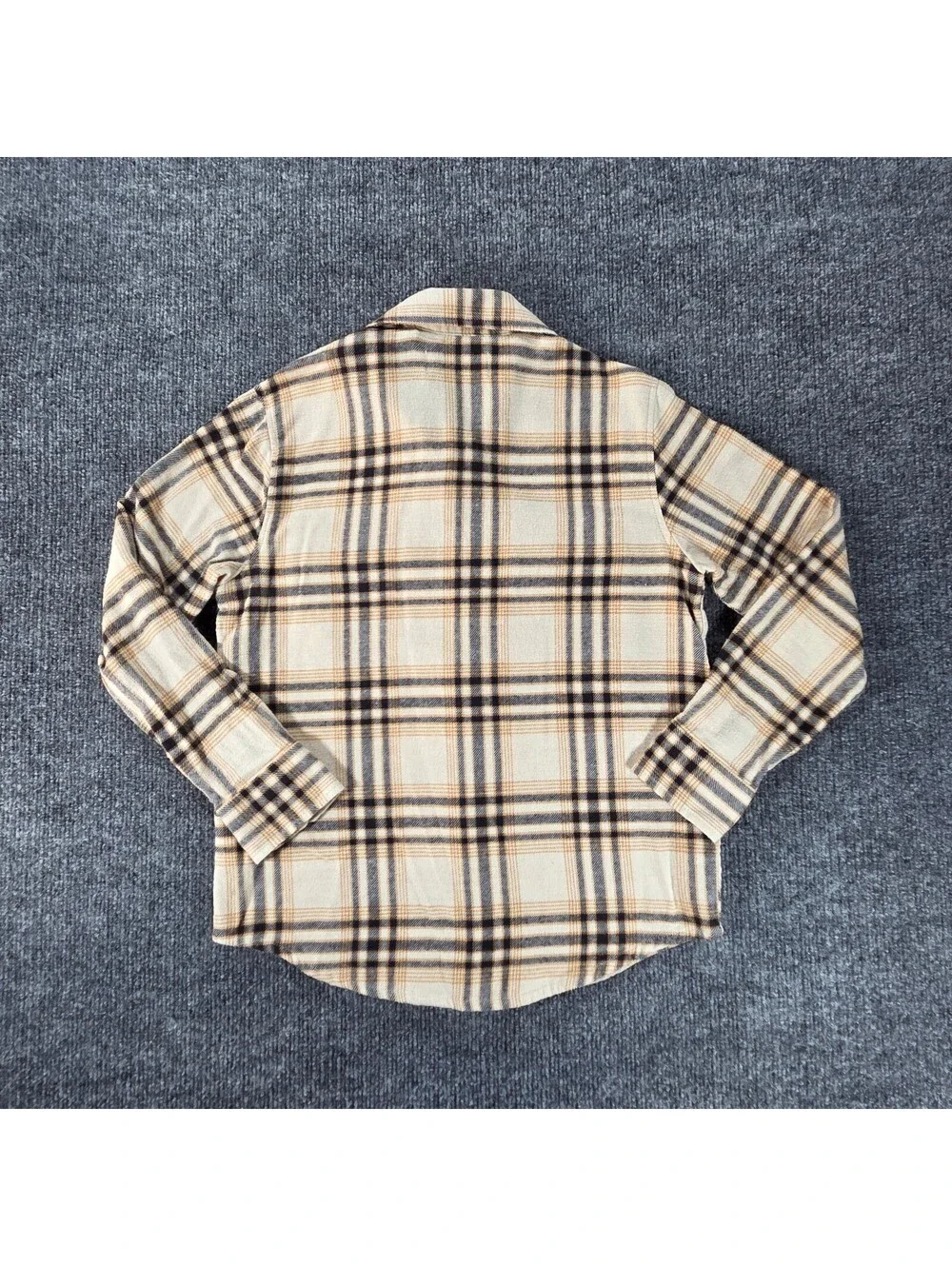 Old Navy Boy's Beige,Tan,Grey Plaid Cotton ButtonUp Long Sleeve Shirt M(8)